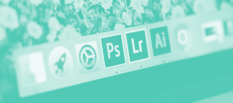 Streamlined teal-toned photo of a Mac dock showing Adobe Photoshop, Lightroom, and Illustrator icons — perfect visual for a guide on presets, Adobe Camera Raw workflows, and creative editing efficiency.