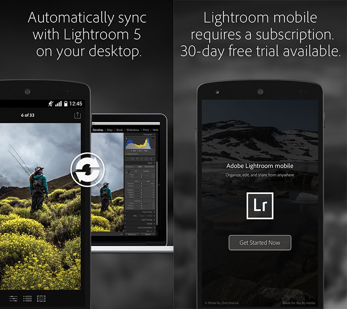 Lightroom mobile screenshots