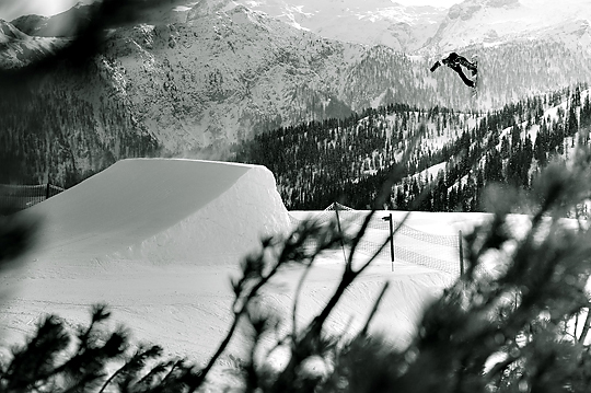 Snowboard action in the wild