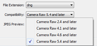 settings dictate to Lightroom the backwards compatibility
