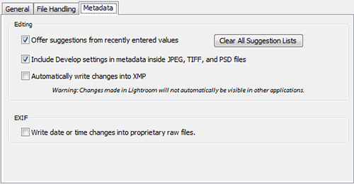 Image of Metadata settings