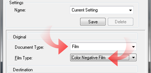 media settings for scanning