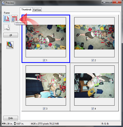 rotate the images after scanning so that it's easier to check in context.