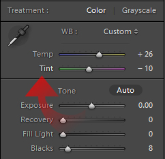 Adjust the Temp and Tint to taste.