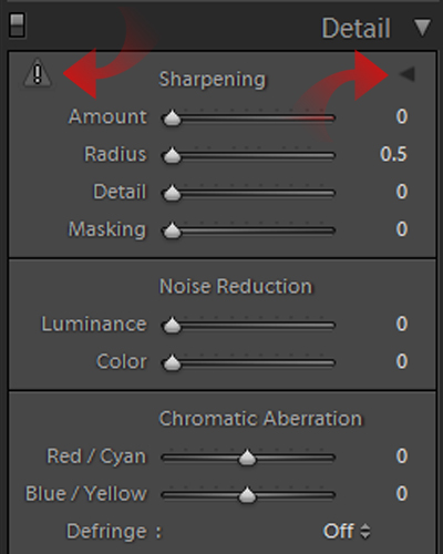 Lightroom Detail pane and sharpening sliders