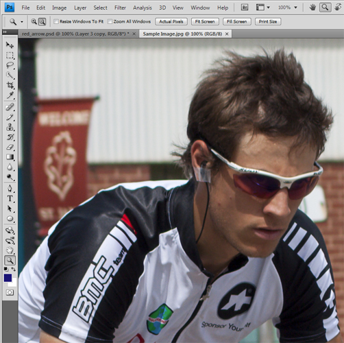Image of over-sharpened cyclist from part 1