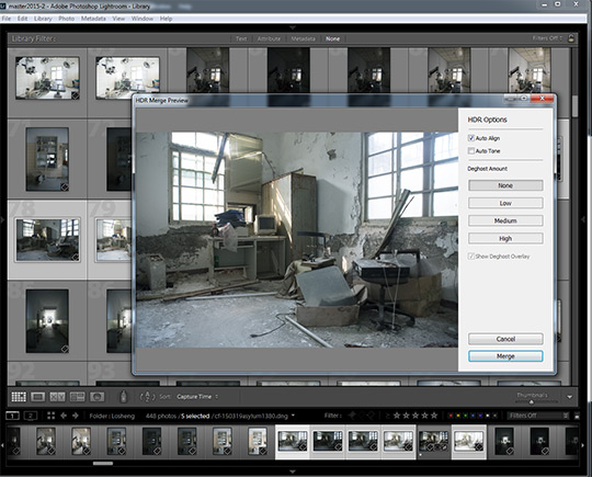 Preview of merge to HDR in Lightroom CC