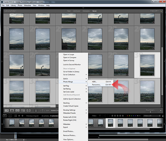 Panorama photo selection in Lightroom CC